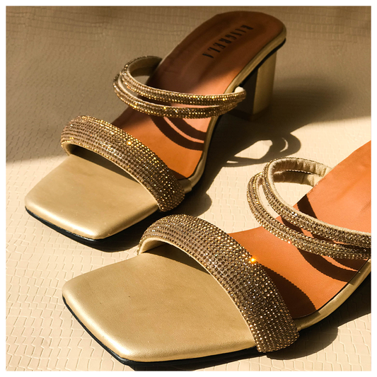 Ayla Gold Block Heels